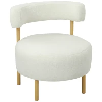 HOMCOM Poltrona Loungesessel Poltrona relax com Sherpa-Fleece, pés metálicos com efeito madeira Poltrona estofada 67 x 67 x 71 cm Creme(m-6)