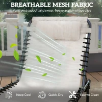 Outsunny Foldable Sun Lounger, Outdoor 4 Level Adjustable Backrest Reclining Chaise Chair, Steel Frame Recliner Chair for Camping, Hiking, Cream White(m-5)