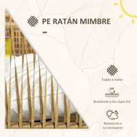 Outsunny Conjunto de Jardín Exterior de Ratán Sintético con 2 Sillones 1 Sofá de 2 Plazas 1 Mesa de Centro y Cojines Crema(m-4)