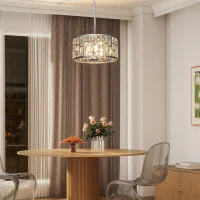 HOMCOM 72 Glass Crystallite Chandelier - Silver-Tone(m-9)