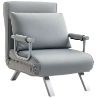 HOMCOM Suedette Adjustable Back Futon Sofa Chair - Grey(m-10)