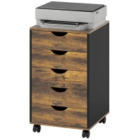 HOMCOM Five-Drawer Filing Cabinet - Rustic Brown(m-11)