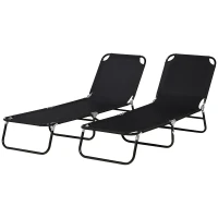 Outsunny Set de 2 șezlonguri pliabile, șezlong de grădină cu spătar reglabil în 5 trepte, suport până la 120 kg(m-6)