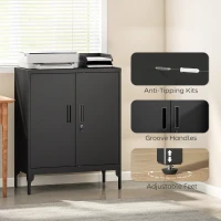 HOMCOM Metal Storage Cabinet with Lock and Adjustable Shelves - Black(m-7)
