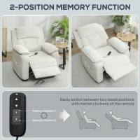 HOMCOM Sillón relax eléctrico sillón reclinable puerto USB reposapiés bolsillos laterales mando a distancia 86x90x103cm crema(m-4)