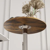 HOMCOM Round Bar Table, 360 Degree Swivel Counter Pub Table with Adjustable Height, for Kitchen, Cafe, Rustic Brown(m-9)