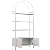 HOMCOM Scaffale libreria ad arco a 4 ripiani con armadietto a doppia anta, 80 x 30 x 187 cm, Bianco