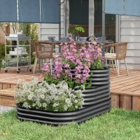 Outsunny Carré potager de jardin fond ouvert 3 étages pour herbes légumes fruits fleurs 158 x 109 x 82 cm gris(m-10)