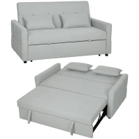 HOMCOM Three-Way Two-Seater Sofa Bed - Light Grey(m-10)