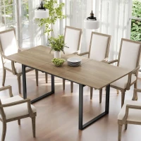 HOMCOM Table à manger extensible rectangle pour 6 à 8 personnes, table de cuisine avec rallonge 140-180 cm, effet bois naturel(m-10)