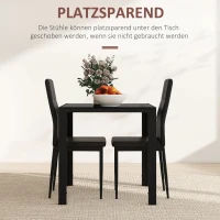 HOMCOM Essgruppe Esstisch mit 2 Stühlen Platzsparend Esszimmergruppe Sitzgruppe Schwarz(m-4)