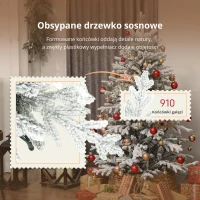 HOMCOM Sztuczna choinka, 150 cm, ze śniegiem, 1162 gałązek, ze składanym metalowym stojakiem(m-5)