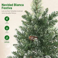 HOMCOM Mini Árbol de Navidad Artificial 60 cm con 35 Luces LED 64 Ramas Densas con Nieve Adornos y Base de Arpillera Verde(m-6)
