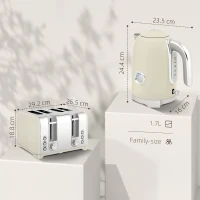 HOMCOM Retro 3000W Kettle and Toaster Set - Grey(m-3)