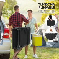 Outsunny Tumbona Plegable con Respaldo Ajustable Reposacabezas Bolsillo Lateral Bandeja y Estructura de Acero 190x60x31 cm Negro(m-7)