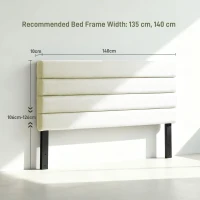 HOMCOM Cabecero de Cama 140 cm Tapizado en Lino Altura Ajustable de 3 Niveles 106/116/126 cm Montado a la Pared Beige(m-3)