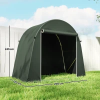 Outsunny 8 x 4 ft Garden Storage Tent, Waterproof Bike Tent with Roll-up Zipper Door and Galvanised Metal Frame, Green(m-3)