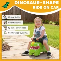 AIYAPLAY Kids Ride On Car, Dinosaur Foot to Floor Slider with Storage, Toddler Walker with Light, Sounds, Green(m-4)