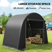 Outsunny 8 x 4 ft Garden Storage Tent, Waterproof Bike Tent with Roll-up Zipper Door and Galvanised Metal Frame, Dark Grey(m-5)