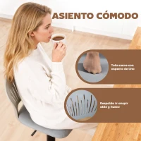 HOMCOM Juego de 2 Taburetes de Bar Giratorios en 360° Regulables en Altura de 84-105 cm Respaldo Hueco Reposapiés Gris(m-4)