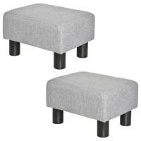 HOMCOM Lot de 2 poufs repose-pied tabouret bas en tissu de lin capacité de charge 150 Kg 40 x 30 x 24 cm gris(m-12)