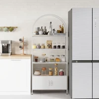 HOMCOM Étagère de rangement, bibliothèque arquée à 4 niveaux avec placard double porte, 80 x 30 x 187 cm, blanc(m-4)