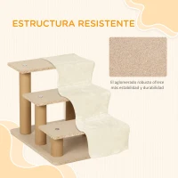 PawHut Escalera para Perros de 3 Peldaños con Funda Extraíble y Lavable Rampa para Perros para Cama Sofá 46x35x35 cm Beige(m-6)