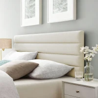 HOMCOM Cabecero de Cama 140 cm Tapizado en Lino Altura Ajustable de 3 Niveles 106/116/126 cm Montado a la Pared Beige(m-2)