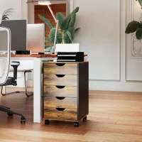 HOMCOM Five-Drawer Filing Cabinet - Rustic Brown(m-8)