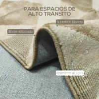 HOMCOM Alfombra Lavable en Lavadora Pelo Corto 170x120 cm Estilo Moderno Tapete para Sala de Estar Dormitorio Comedor Crema(m-5)