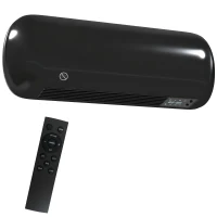 HOMCOM 2000W Ceramic Electric Heater with Fan, Adjustable Thermostat, Wall Mounted - Black(m-1)