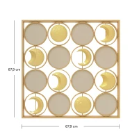 HOMCOM Decorazione da Parete in Metallo Fasi Lunari Multidirezionale con 16 Dischi Dorato(m-3)