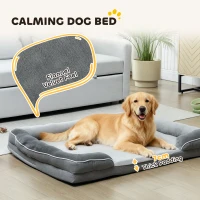 PawHut Dog Sofa Bed, Washable Pet Bed with Removable Cover and Non-Slip Bottom for Small, Medium and Large Dogs, Grey(m-4)