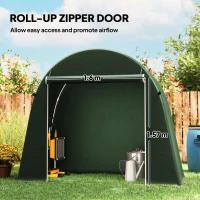Outsunny 8 x 4 ft Garden Storage Tent, Waterproof Bike Tent with Roll-up Zipper Door and Galvanised Metal Frame, Green(m-6)