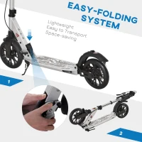 HOMCOM Teen/Adults Aluminium Folding Kick Scooter w/ Shock Mitigation System Silver(m-5)