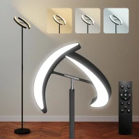 HOMCOM Lampada da Terra Dimmerabile 2700K-6000K con Telecomando e Doppia Testa Girevole a 350°, Nero(m-11)