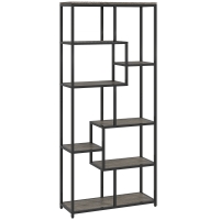 HOMCOM Seven-Tier Geometric Bookcase - Grey/Black