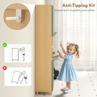 HOMCOM Bathroom Cabinet with Adjustable Shelves and Open Shelves - Green(m-6)