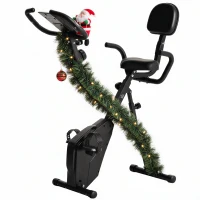 HOMCOM 2-in-1 Folding Exercise Bike with 8-Level Magnetic Resistance, Arm Resistance Band, Pulse Sensor, Black(m-10)