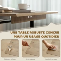 HOMCOM Table à manger extensible rectangle pour 6 à 8 personnes, table de cuisine avec rallonge 140-180 cm, effet bois naturel(m-7)
