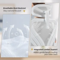 HOMCOM Ergonomic Office Chair with Foldable Backrest, 2D Headrest - Light Grey(m-5)