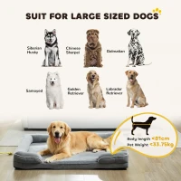 PawHut Dog Sofa Bed, Washable Pet Bed with Removable Cover and Non-Slip Bottom for Small, Medium and Large Dogs, Grey(m-8)