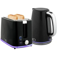 HOMCOM Modern Kettle and Toaster Set - Black(m-11)