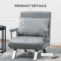 HOMCOM Suedette Adjustable Back Futon Sofa Chair - Grey(m-7)