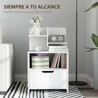 HOMCOM Mesita de Noche Mesilla de Noche Moderna con Cajón y Estantes de Almacenamiento para Salón Dormitorio 45x35x73cm Blanco(m-4)
