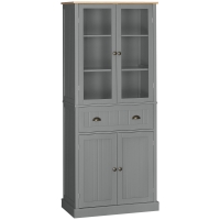 HOMCOM 180cm Tall Kitchen Pantry Cupboard, Freestanding Storage Cabinet with 5 Tier, Adjustable Shelves,  Drawer, Grey