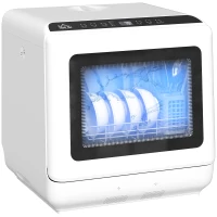 HOMCOM 6L Five-Mode Tabletop Dishwasher - White(m-10)