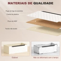 HOMCOM Cómoda com 3 Gavetas de Tecido Frentes com Padrão de Diamante Móvel de Arrumação 59,5x30x73,5 cm Madeira e Branco(m-5)