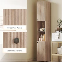 HOMCOM 6-Tier Tall Bathroom Cabinet - Natural(m-7)