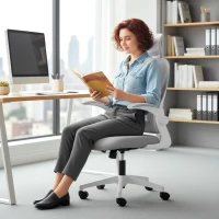 HOMCOM Ergonomic Office Chair with Foldable Backrest, 2D Headrest - Light Grey(m-9)